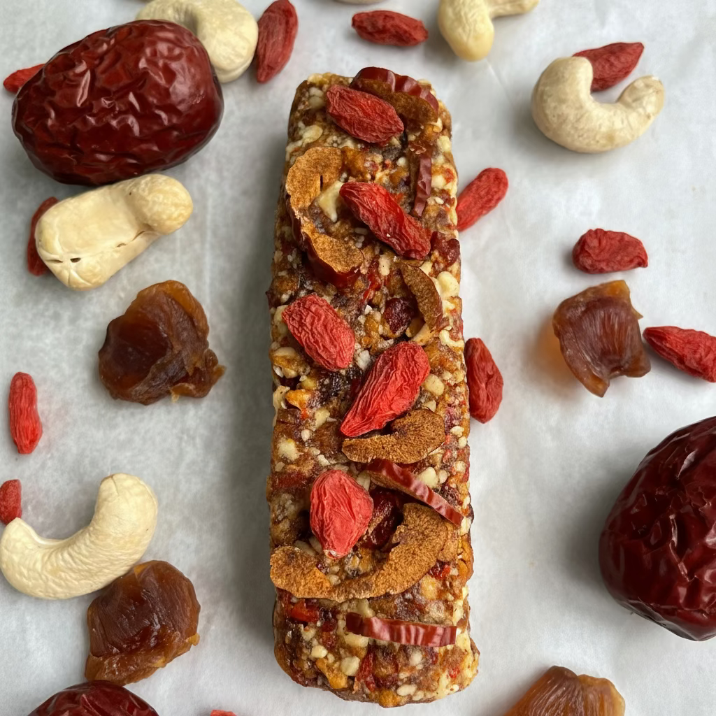 補氣血，暖胃，舒緩經期不適：紅棗杞子桂圓薑棒